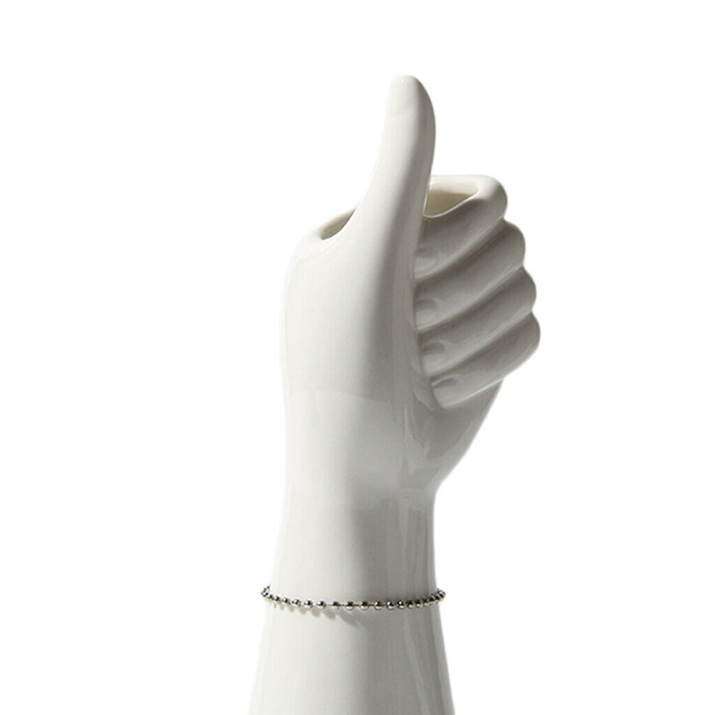 2 Pack Art White Ceramic Hand Shape Flower Vase Sculpture Ornament Home Decor