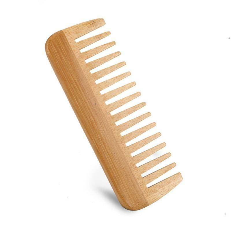 Natural Bamboo Wide Tooth Comb Detangling Anti-Static Curly Hair for Women Men