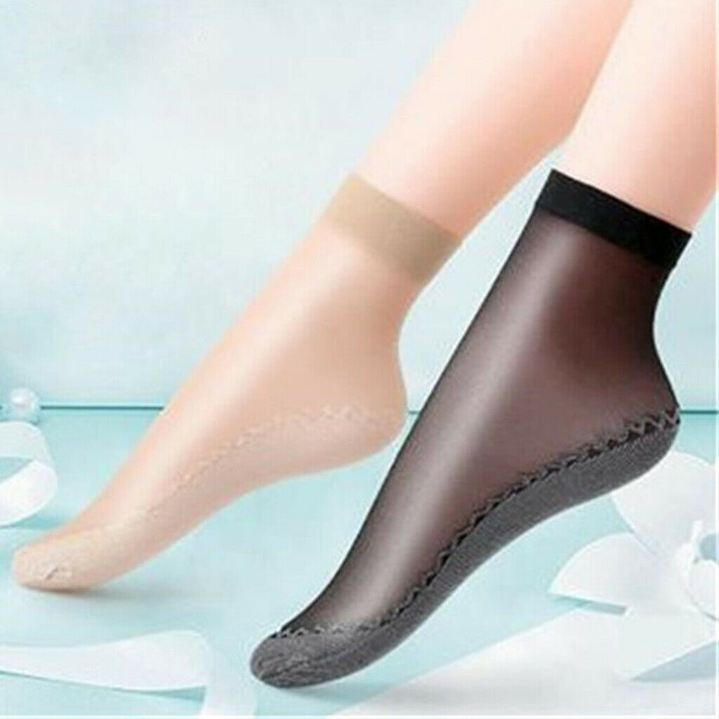 40x Nylon Silk Summer Socks Sheer Lace Soft Cotton Bottom Non-Slip Socks