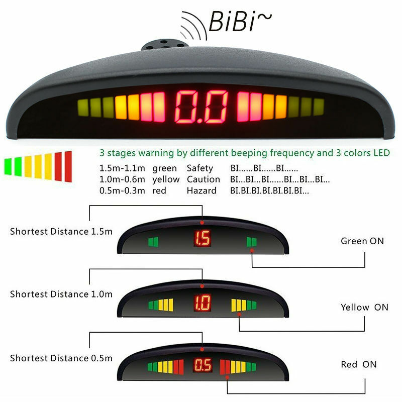 12V Car Video Parking Sensor Reverse Backup Radar LED Display Monitor 8 Sensors