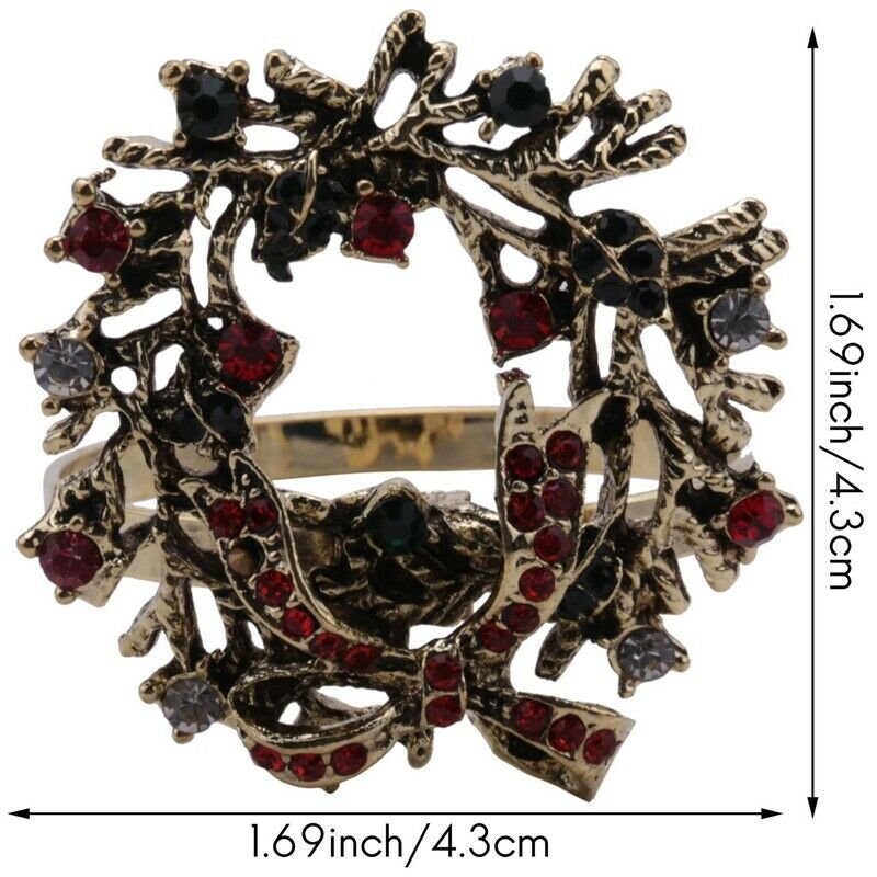 6Pcs Christmas Wreath Napkin s Metal Napkin Buckle Napkin Holder Napkin CircleJ1