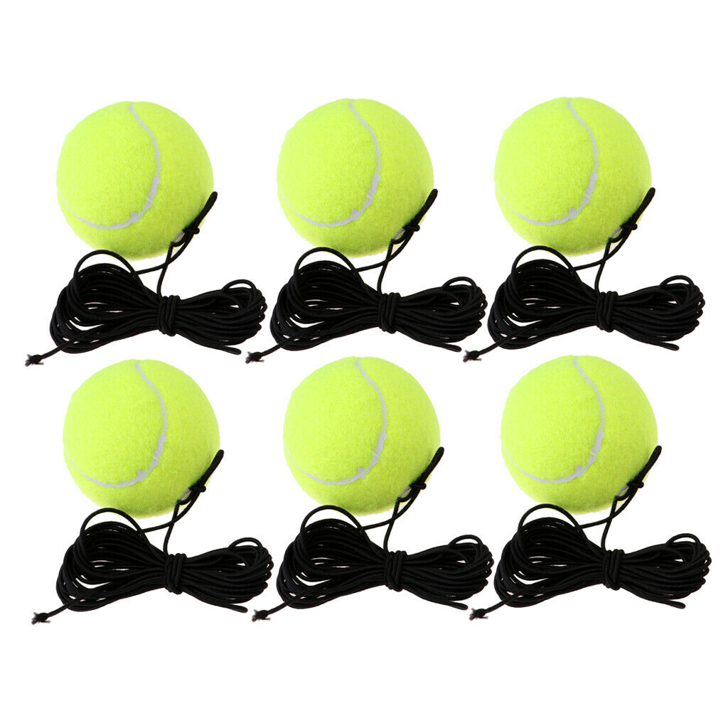6Pcs/Set Single Tennis Training Ball and String Replacement for Self Exercise