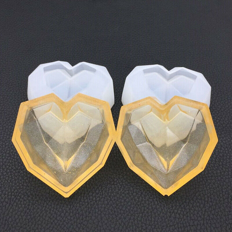 2PCS Silicone Heart Design Storage Box Mold Making Mould Casting Free Cra.l8