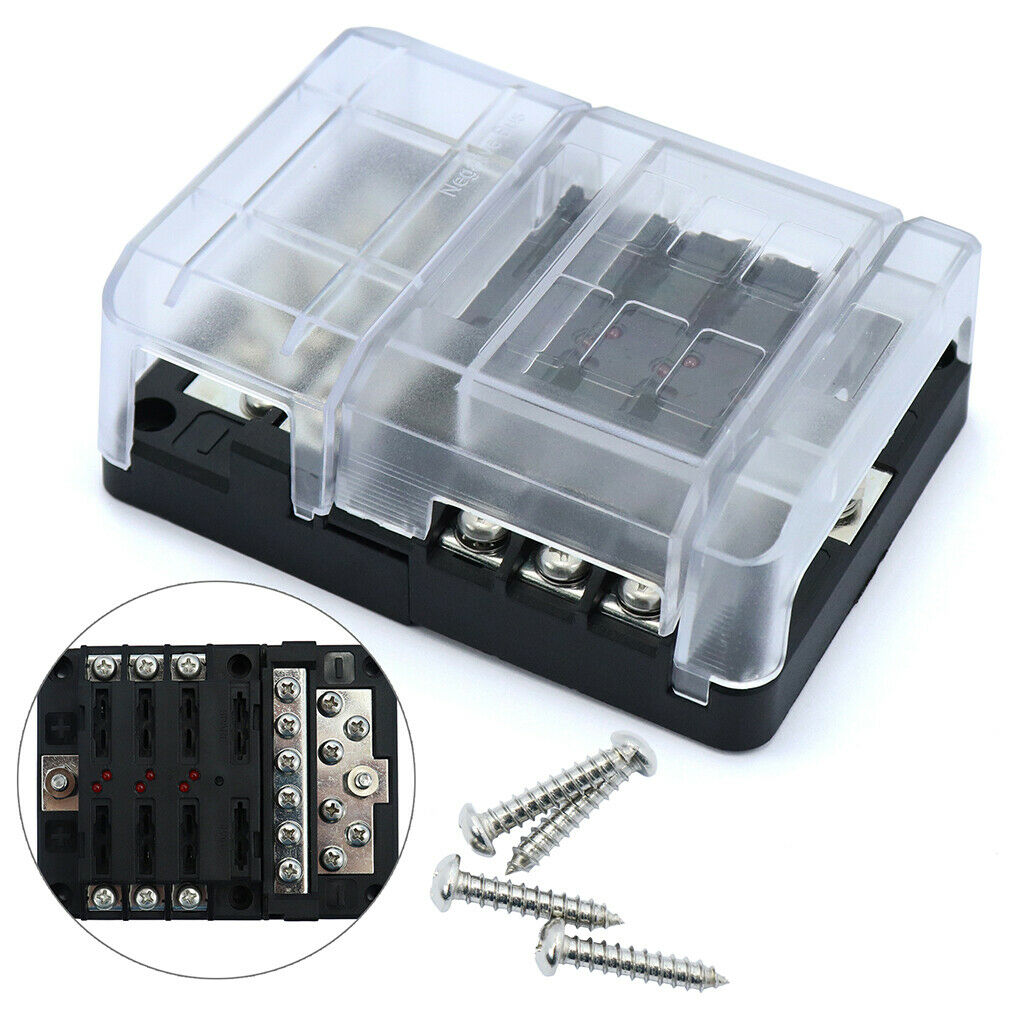 DC 32V 6 Way LED Fuse Boxes Block Holder Car Boat Automotive Auto