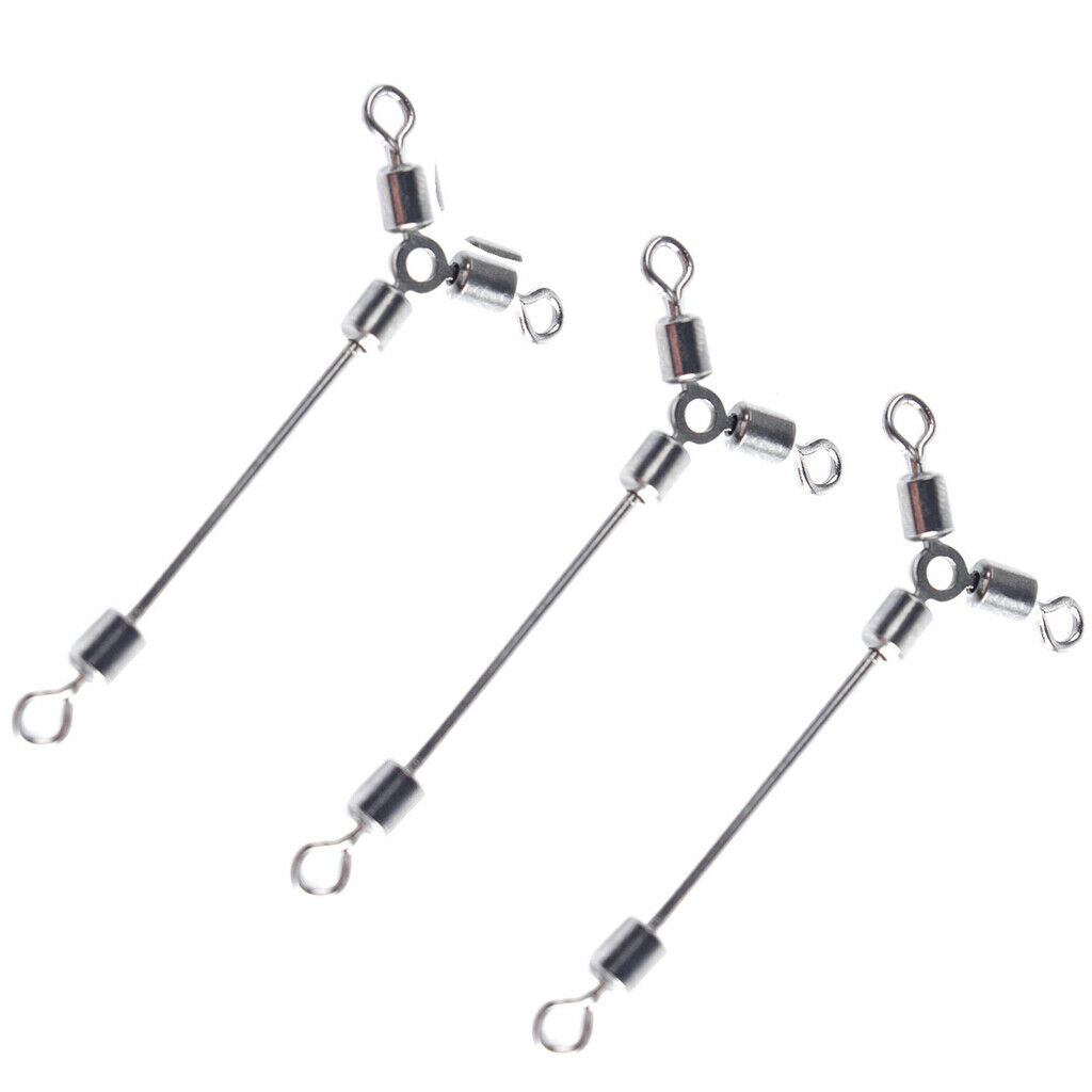 70pcs/lot Fishing O-shape 3 Way Rolling Swivels Fishing Connector 4# - 12#