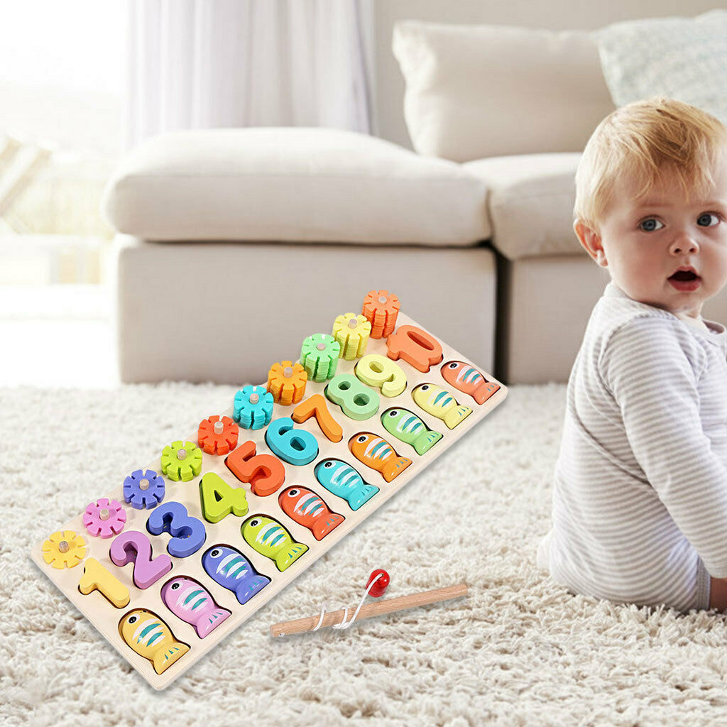 kids 3 in 1 Matching Board Toys Fishing Early Education Recognition Game