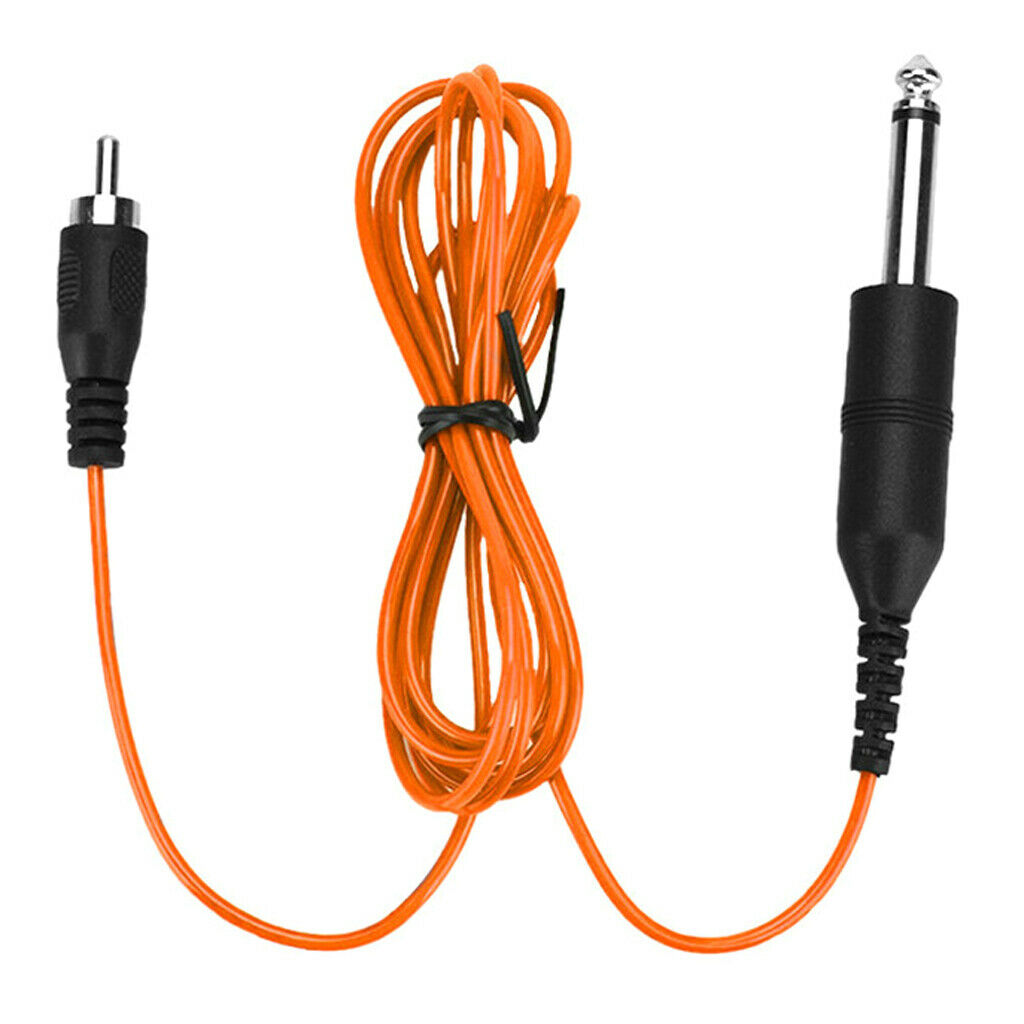 Tattoo Power Supply Silicone RCA Connector Clip Cord Tattoo Hook Line Orange 2