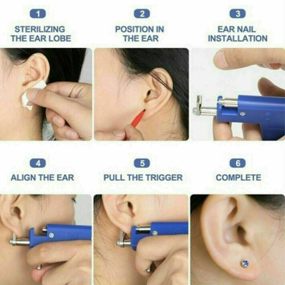 Professional Ear PIERCING GUN body Nose Navel Tools Kit set jewelry 98 Studs