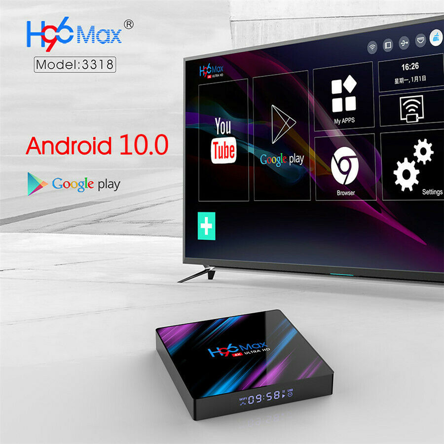 Android 10.0 Smart TV Box Video Decoder Player 4GB+64GB 4K Video Output US PLUG