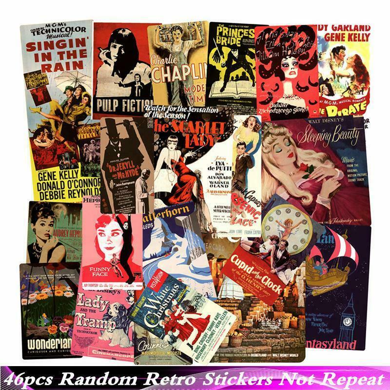 46PCS Mixed Classic Movie Stickers For Phone Laptop Luggage Skateboard Decals