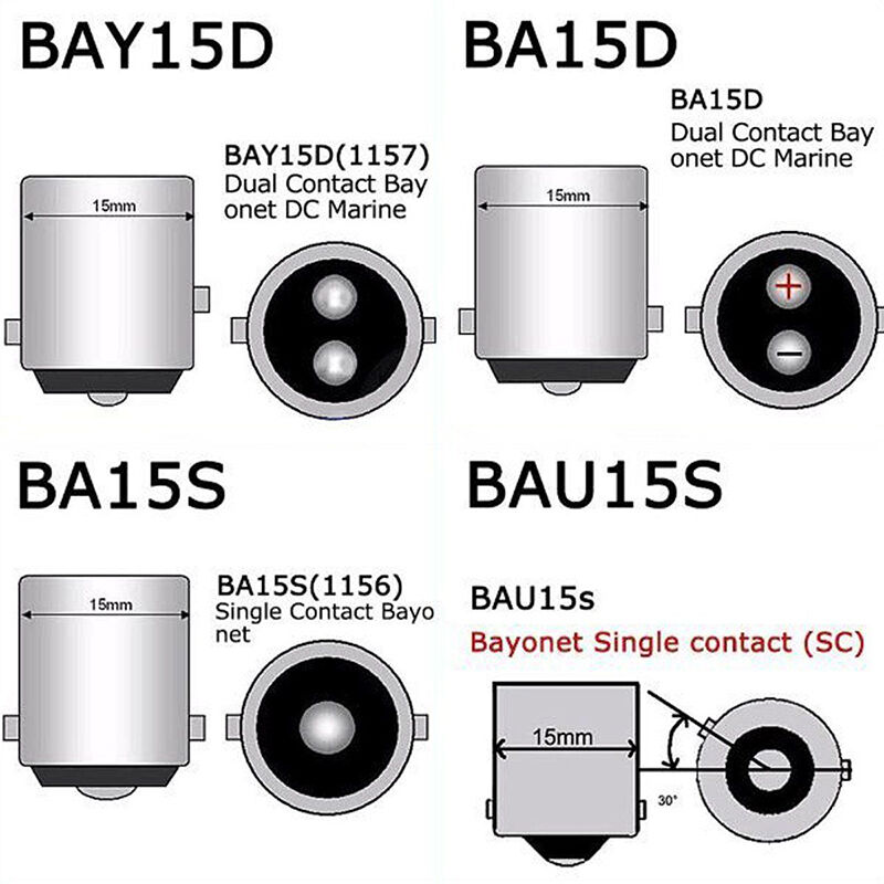 2x BA15S P21W 1156 Car LED Backup Reverse Light White Bulb 33-SMD 5630 5730 12V