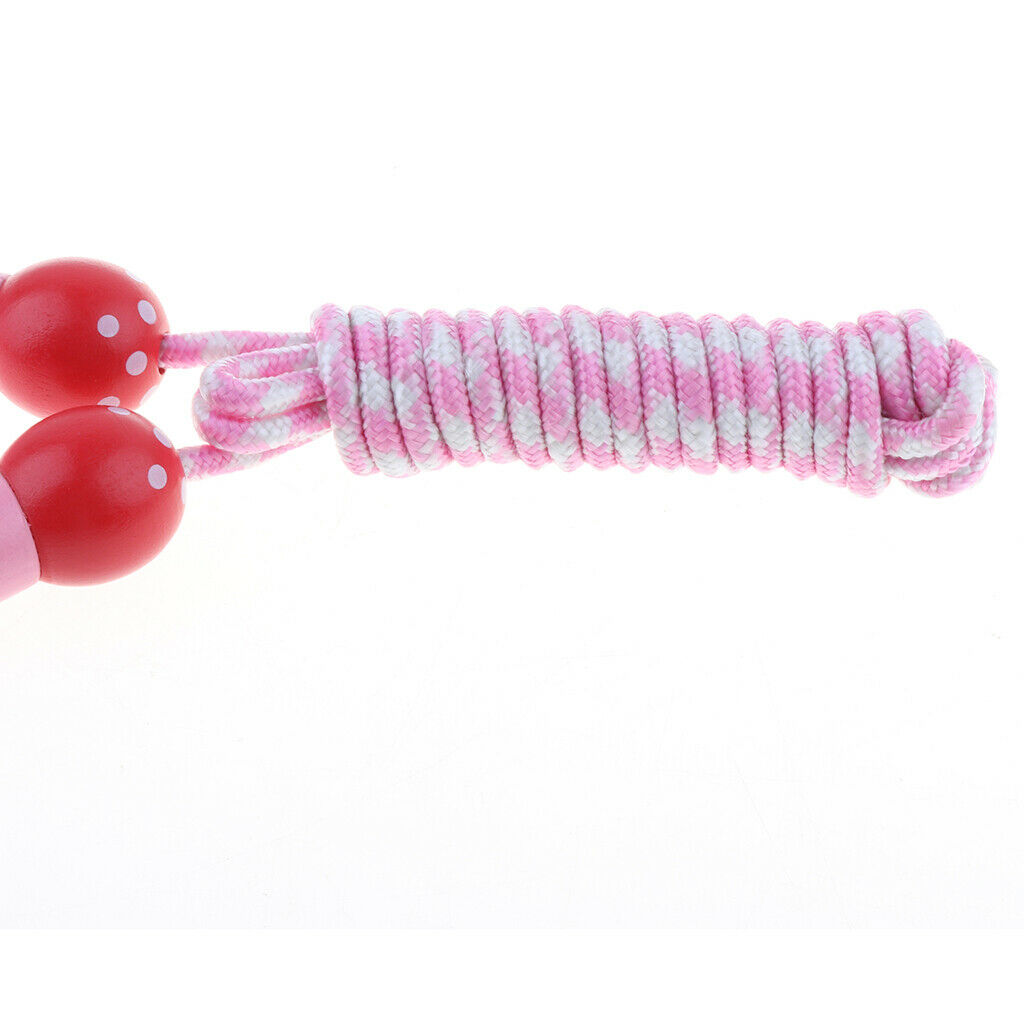 Adjustable Skipping Jump Rope Wooden Handle Fitness Equipment Pink