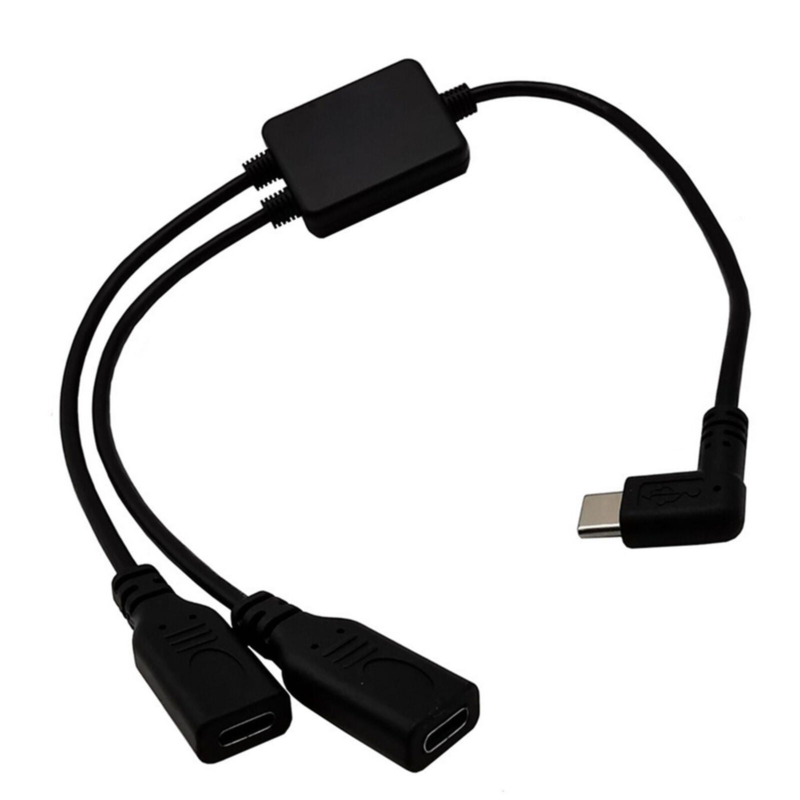 Type C USB 3.1 Angled Male to 2 Female Extension Data Charger Cable Y Splitter
