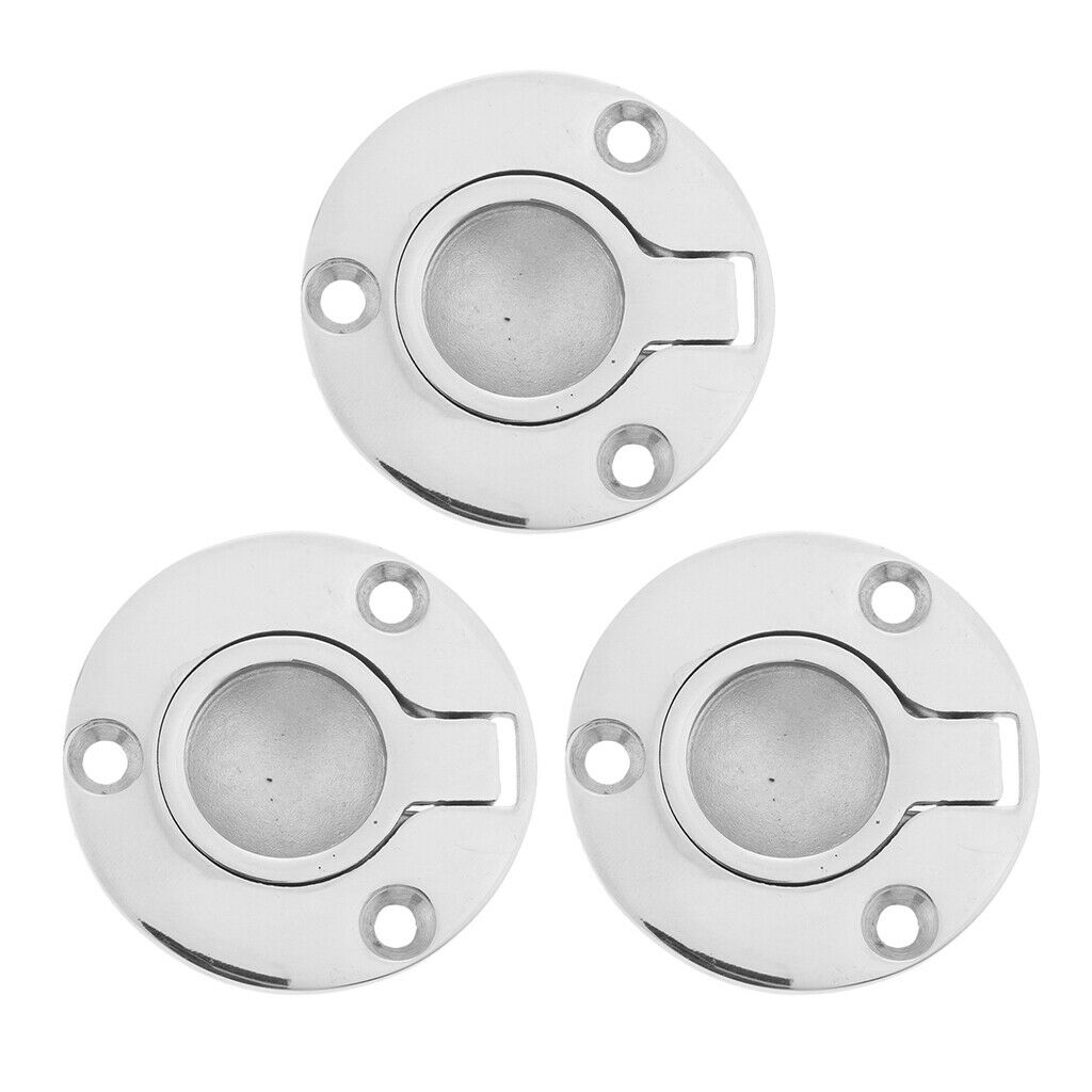 3Pcs Boat 316 Stainless Steel Flush Lift Ring / Hatch Pull Handle 50mm 2"