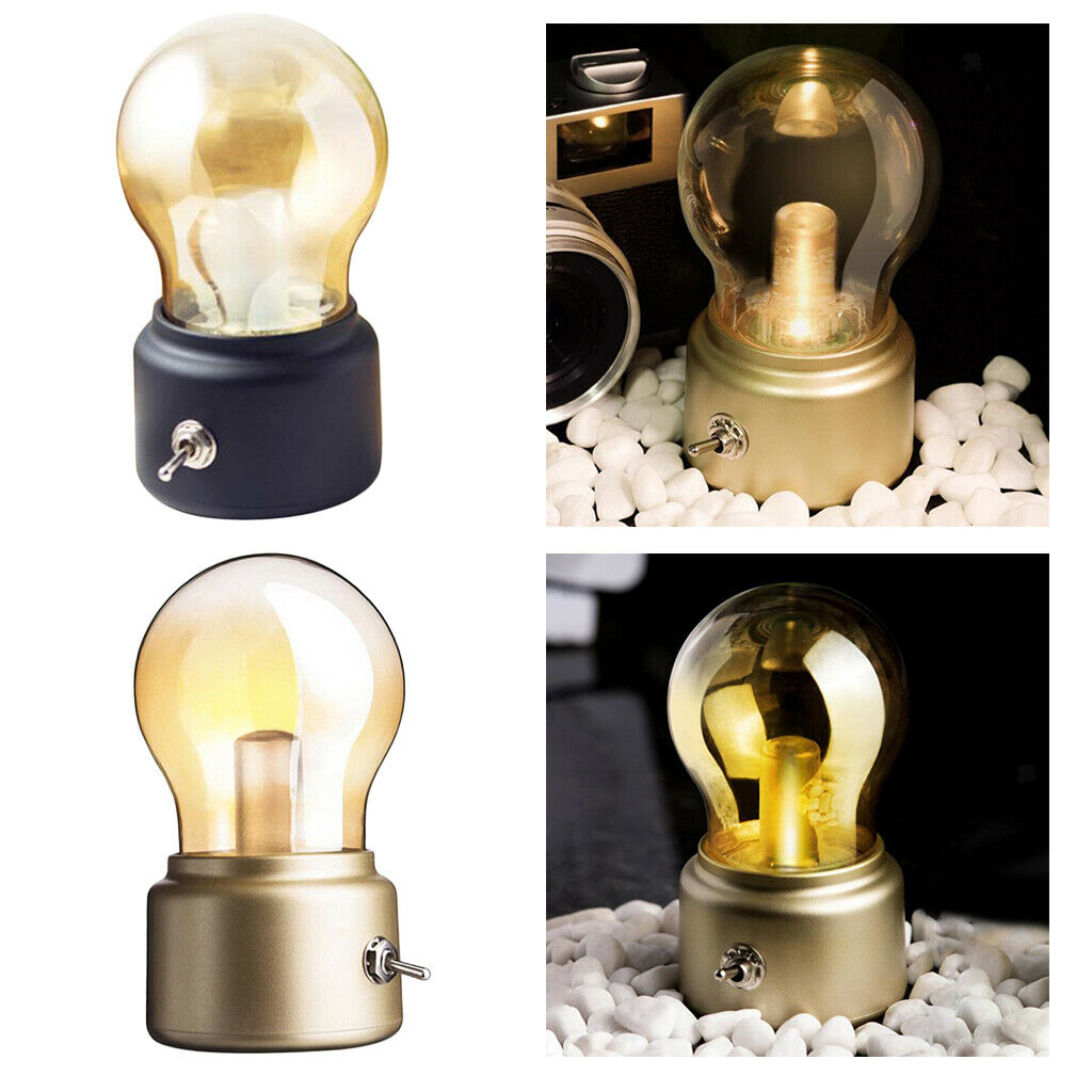 2x Small Retro Style Night Lamp USB Rechargable Atmosphere Lamp Glass Dome