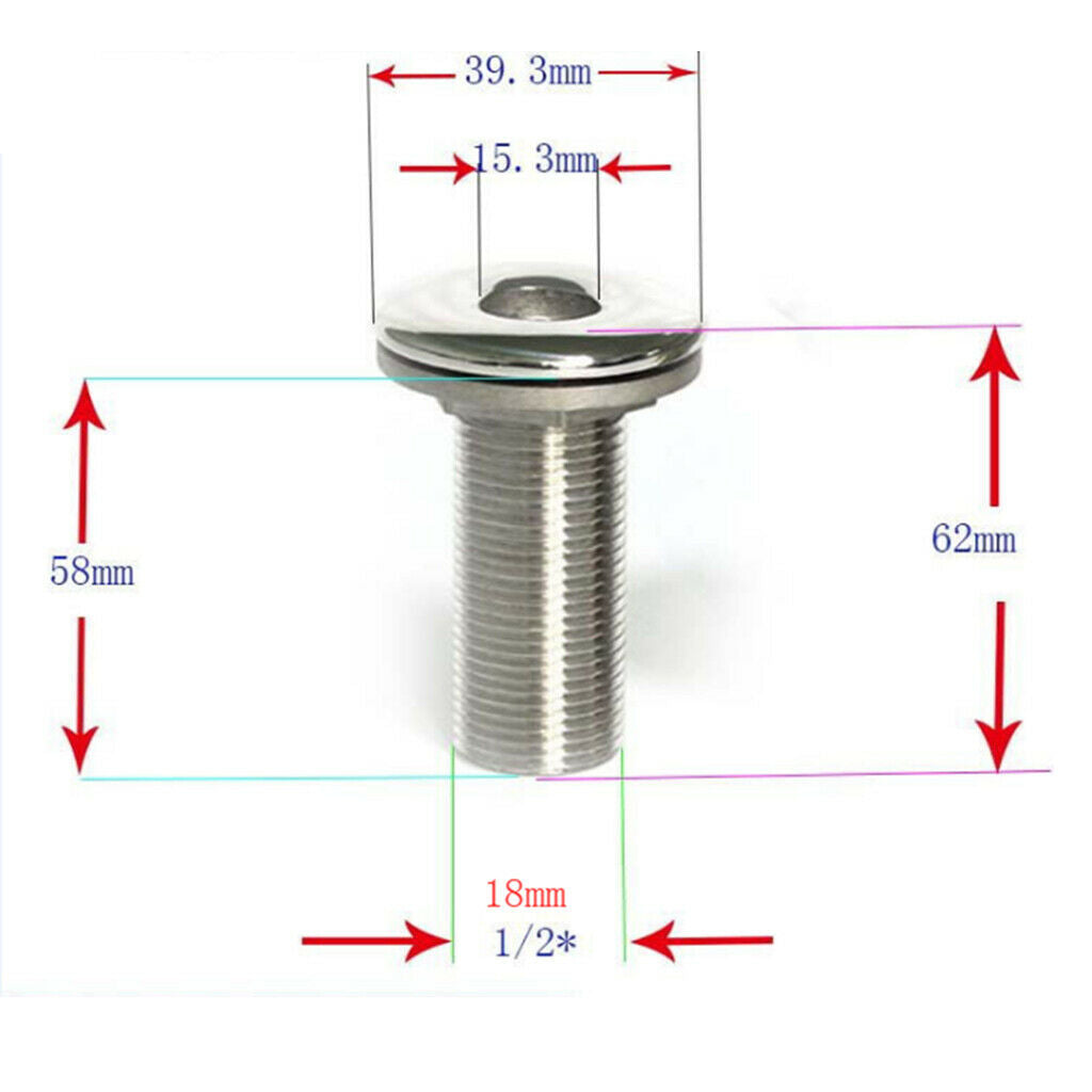 Hose Barb Stainless Steel 316 Barbed Boat Thru Hull (1-1/2 inch)