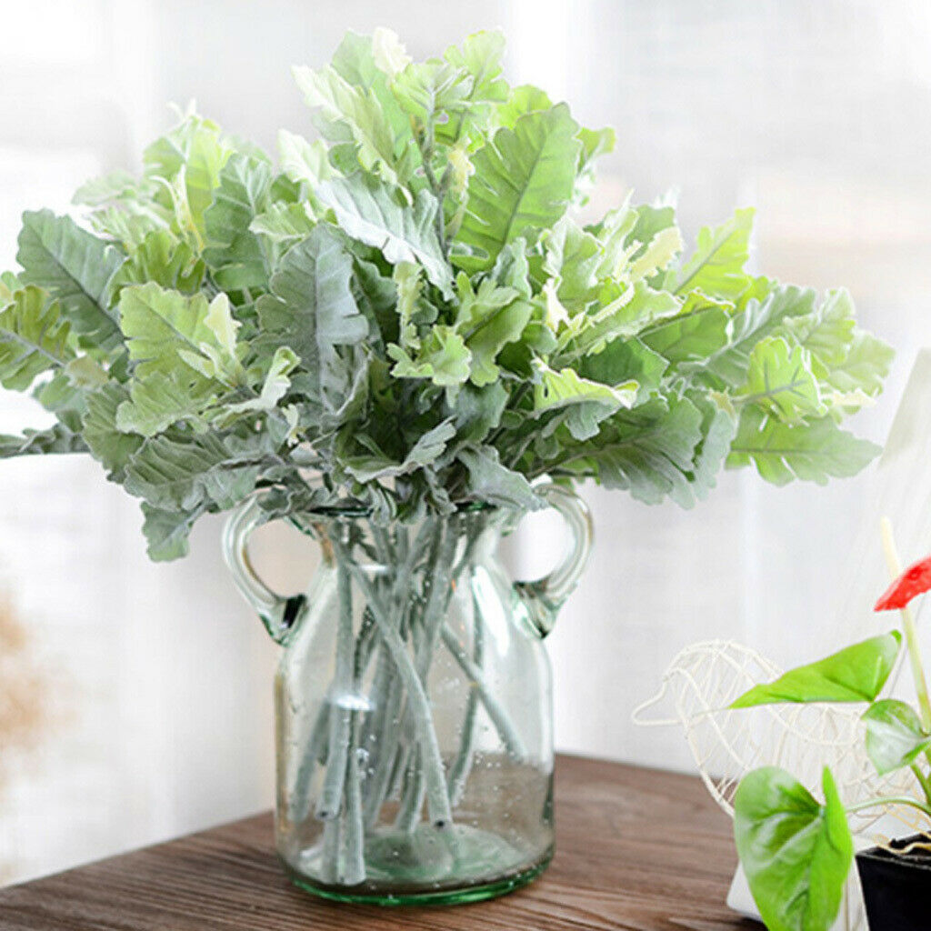 1 Branch Artificial Flower Green Senecio Leaves Flocking Flower Supplies