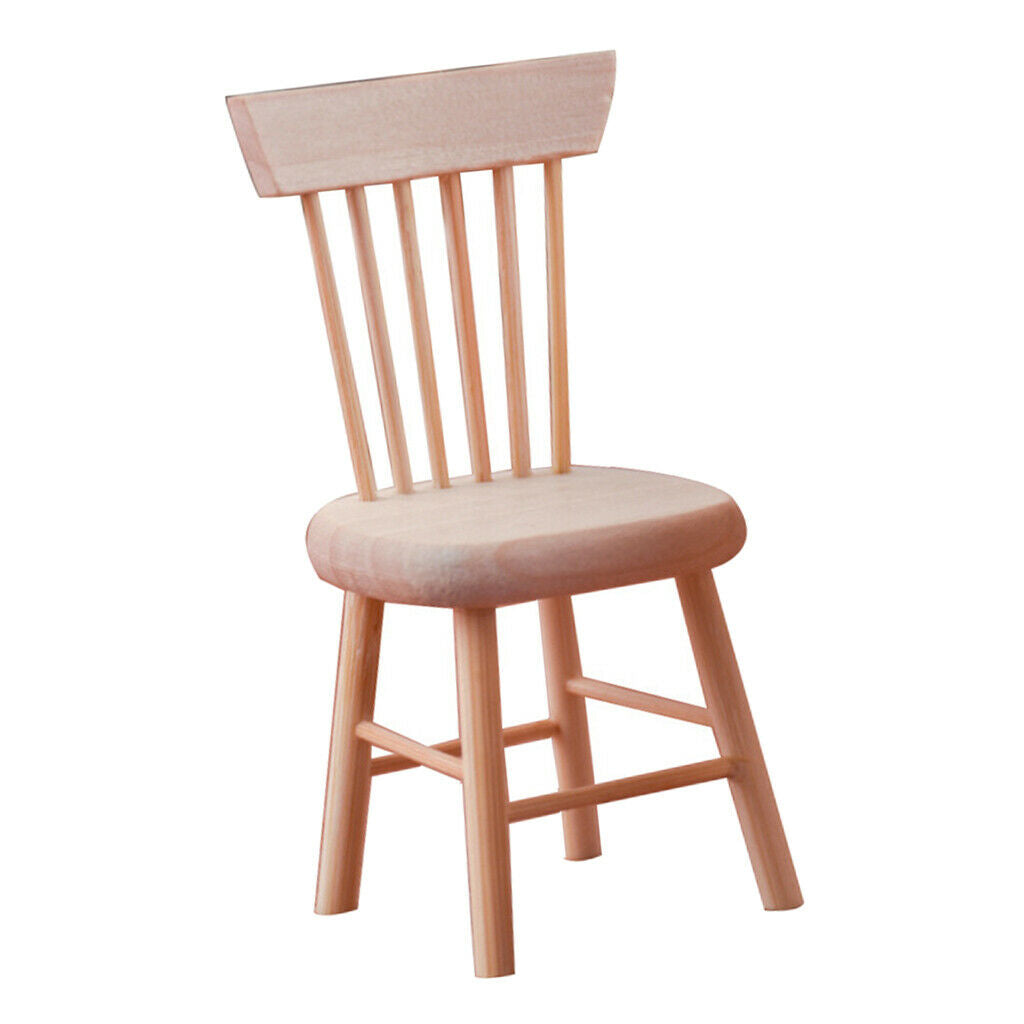 12th Miniatures Furniture Handmade Unpainted Chair Decoration Photo Props
