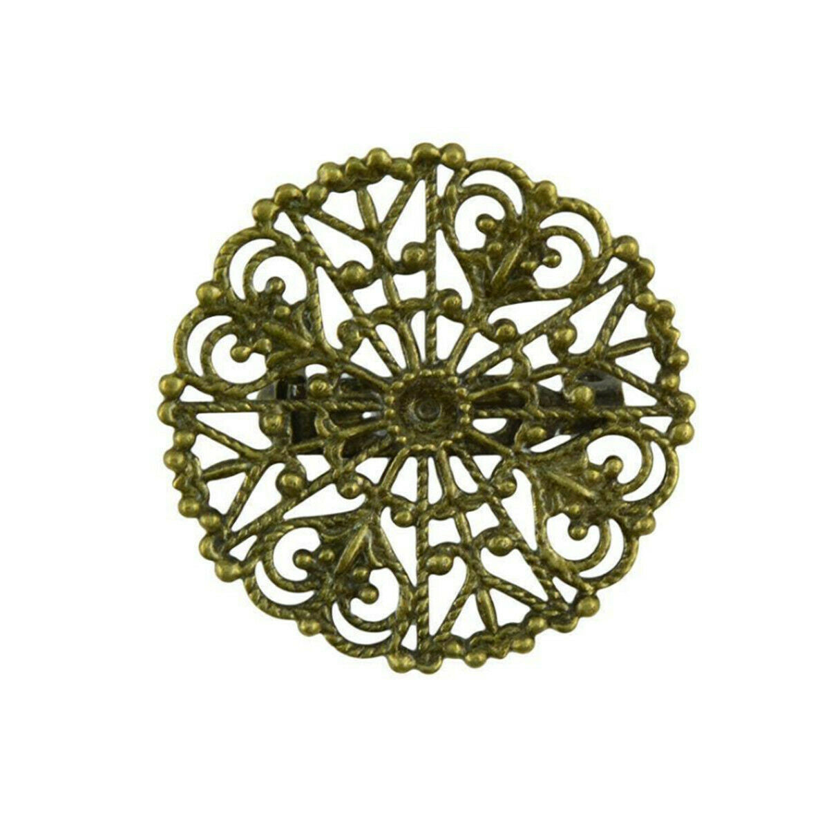 10pcs Retro Filigree Flower Blank Brooch Base Round Pins Back Brooches Settings