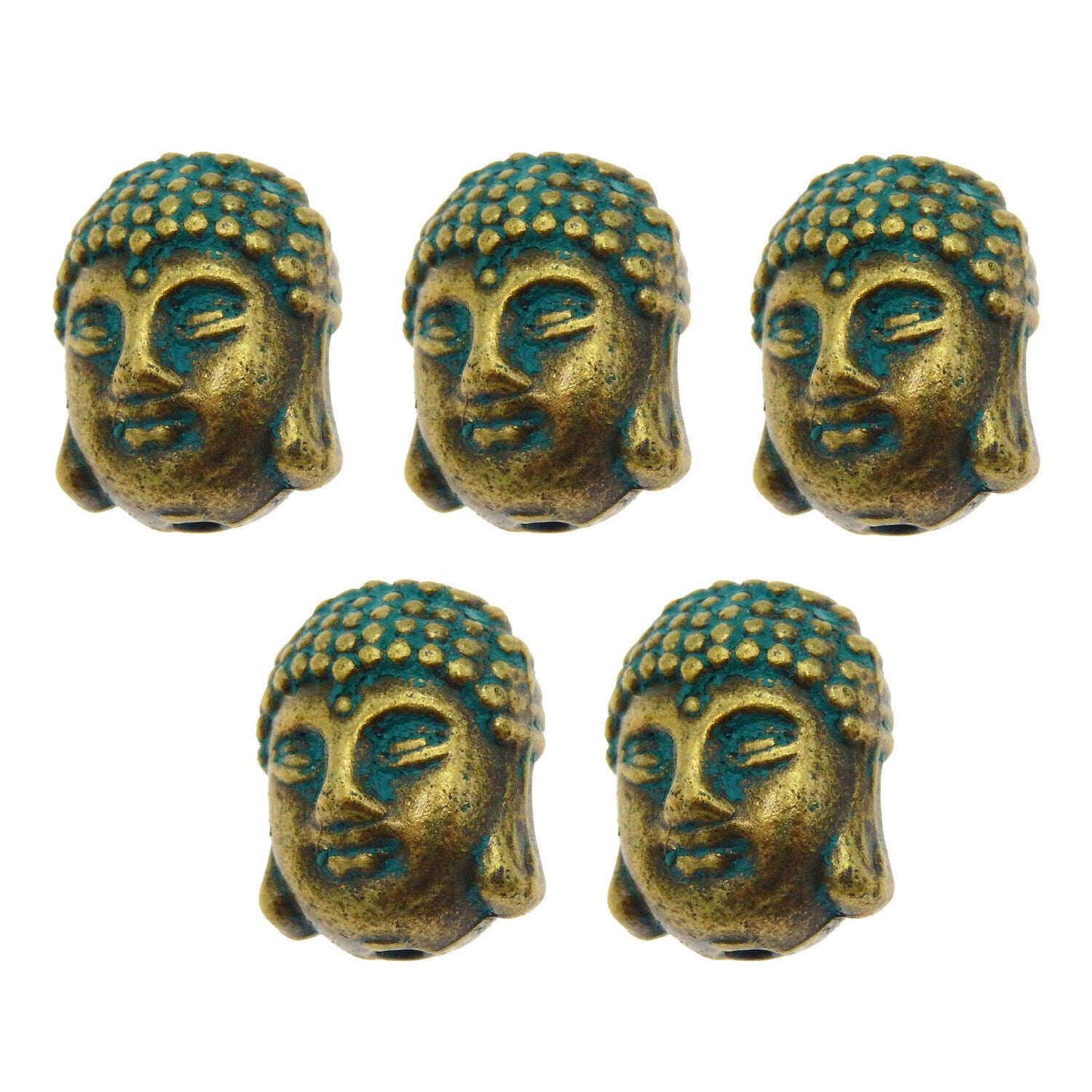15 Retro Patina Buddha Head Loose Spacer Bead for Bracelet Necklace Craft 11x8mm