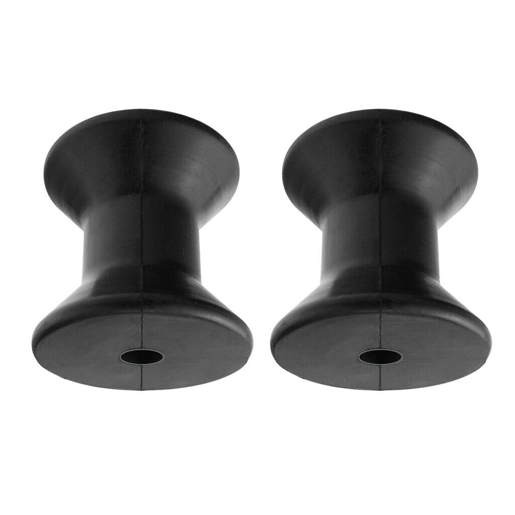 2Pc Black 3 Inch Mounting Width Boat Trailer Black Molded Rubber Bow Stop Roller