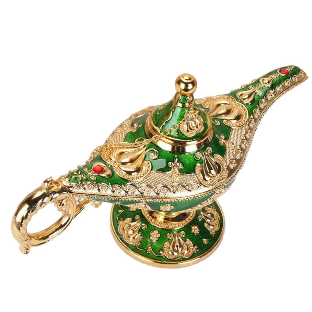 2pcs Classic Shiny Aladdin Lamp Metal Genie Lamp Ornament for Home Decor
