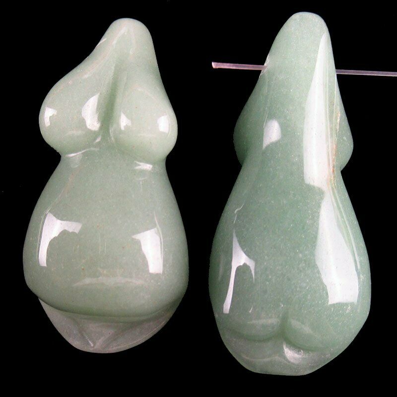 Carved 100% Natural Green Aventurine Goddess Pendant 50x22x18mm 24g A-350DP