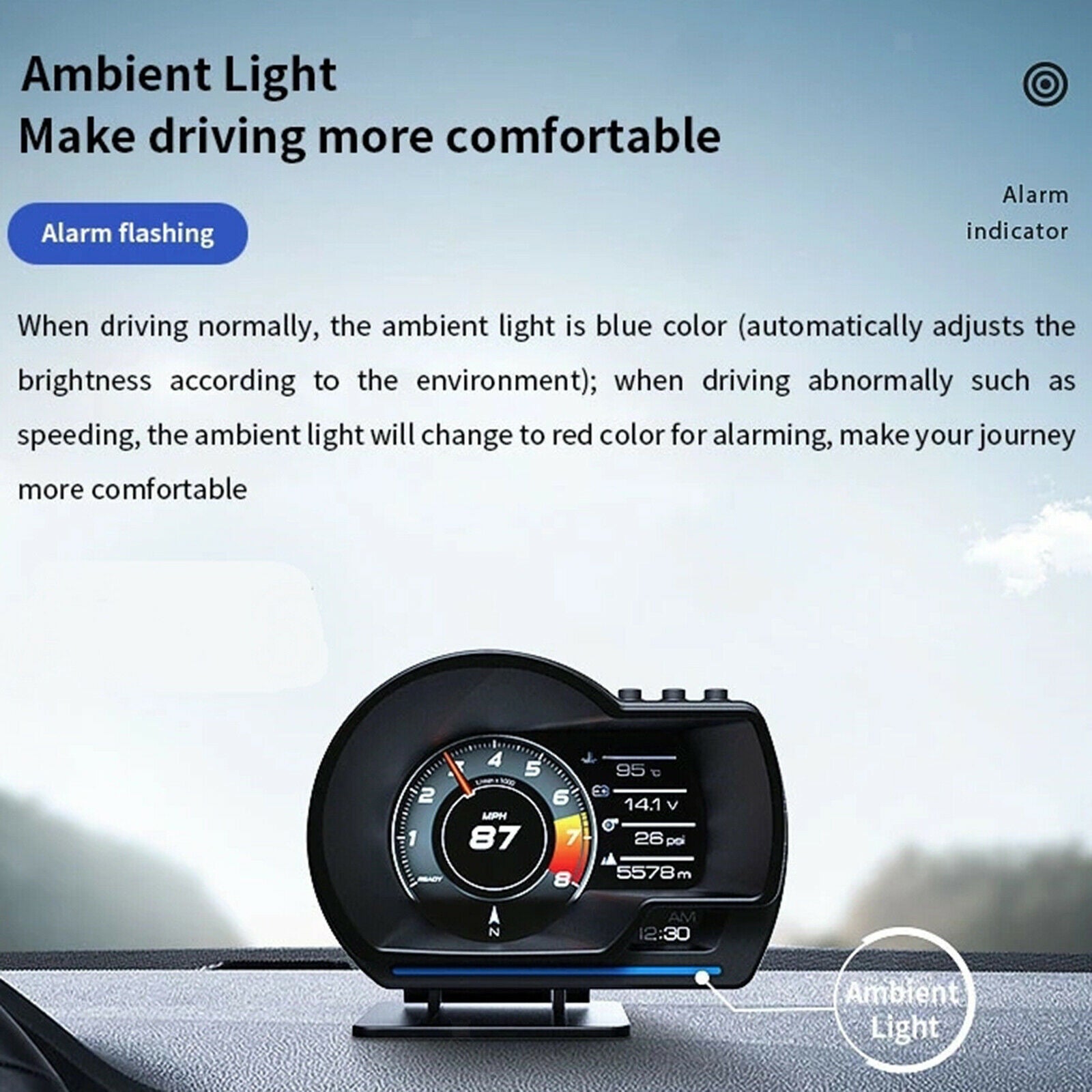 P6 Universal Car Smart HUD Display Dashboard Windshield Speedometer Projector