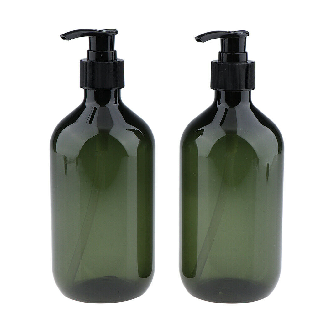 4Pcs Empty PET Shampoo Conditioner Pump Bottle Makeup Containers 500ml Green