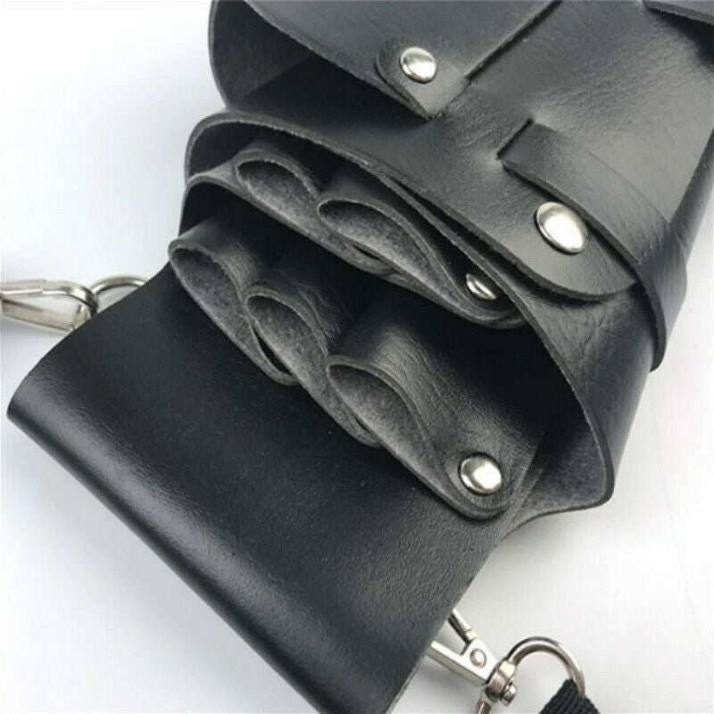 Hairdresser Scissor Holster Barber Tool Belt Bag Pu Leather Pouch Case Black