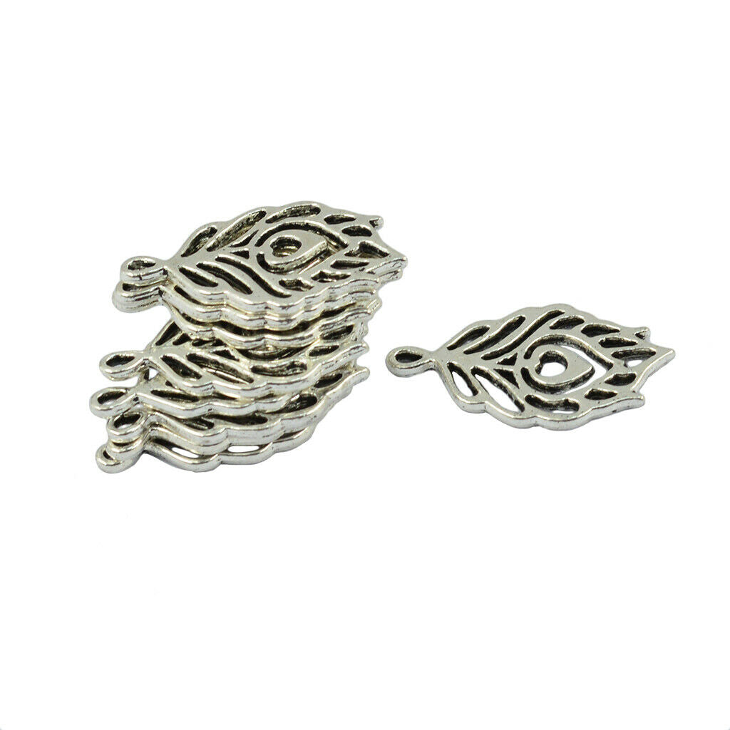 50pcs Alloy Metal Feather Charms Bracelet Link Connector Beads for Jewelry