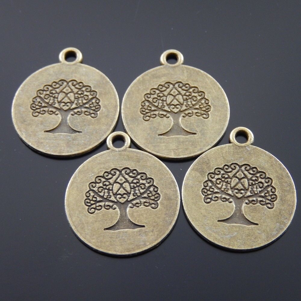20 pcs Antiqued Bronze Life Tree Tag Charm Alloy For Bracelet Pendant DIY 19*1mm