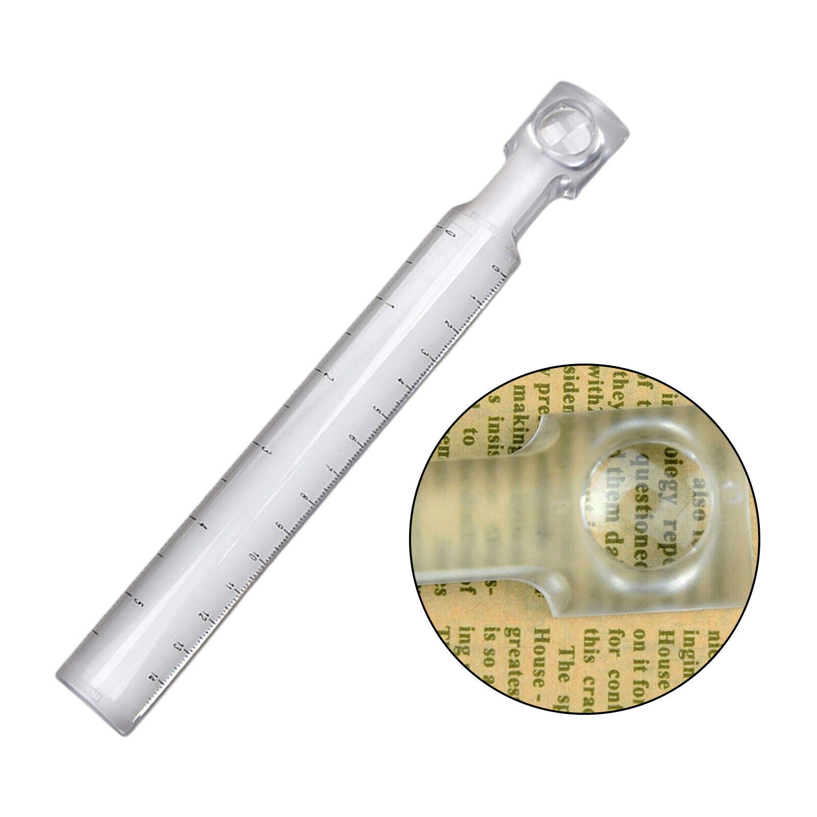 Hand Held Clear Magnifier Bar Magnifying Ruler with Scale Office Supplies