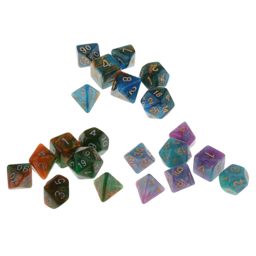 21Pcs Multi Sided 10-25mm Dice Role Playing Game for RPG Casino Supplies