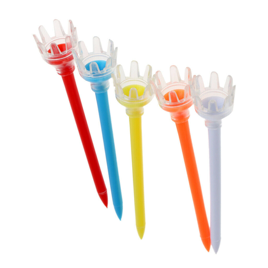 Set Of 5pcs 90mm Plastic Crown Top Golf Tees Golfer Gift Random Color