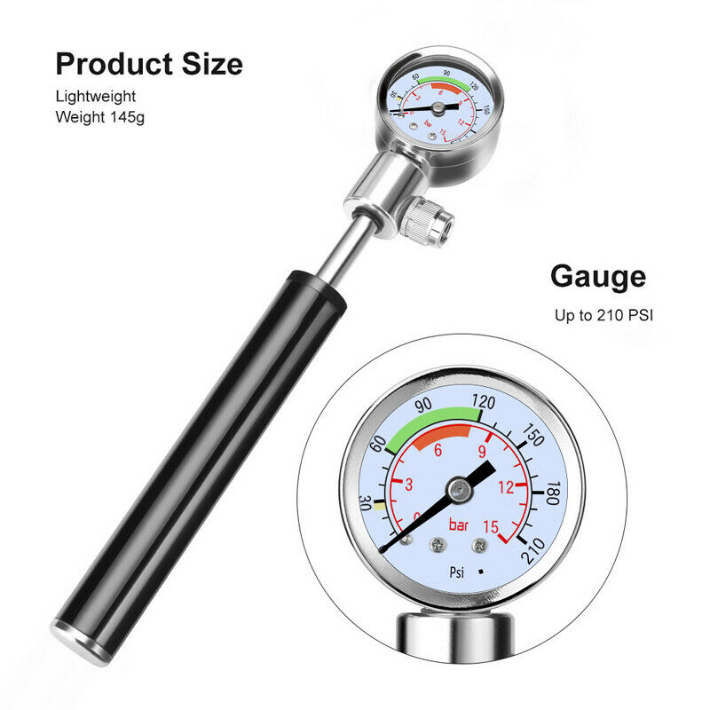 Portable Bicycle Cycling High Pressure Pump Mountain Bike Tool w/ Pressure Gauge