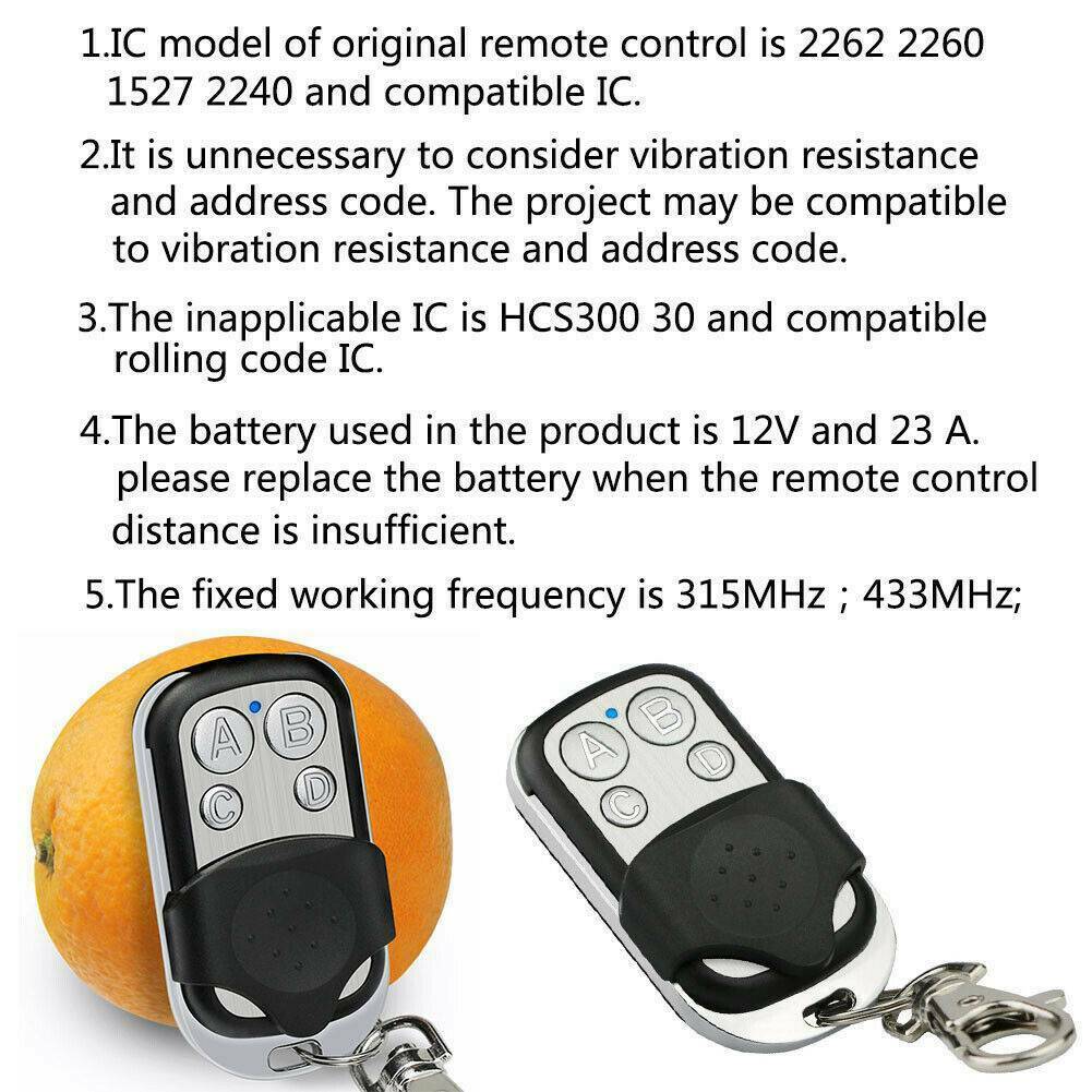 Remote-Control Suits Steel Line steel-line 433.92MHZ 4 Button Garage Door Opener