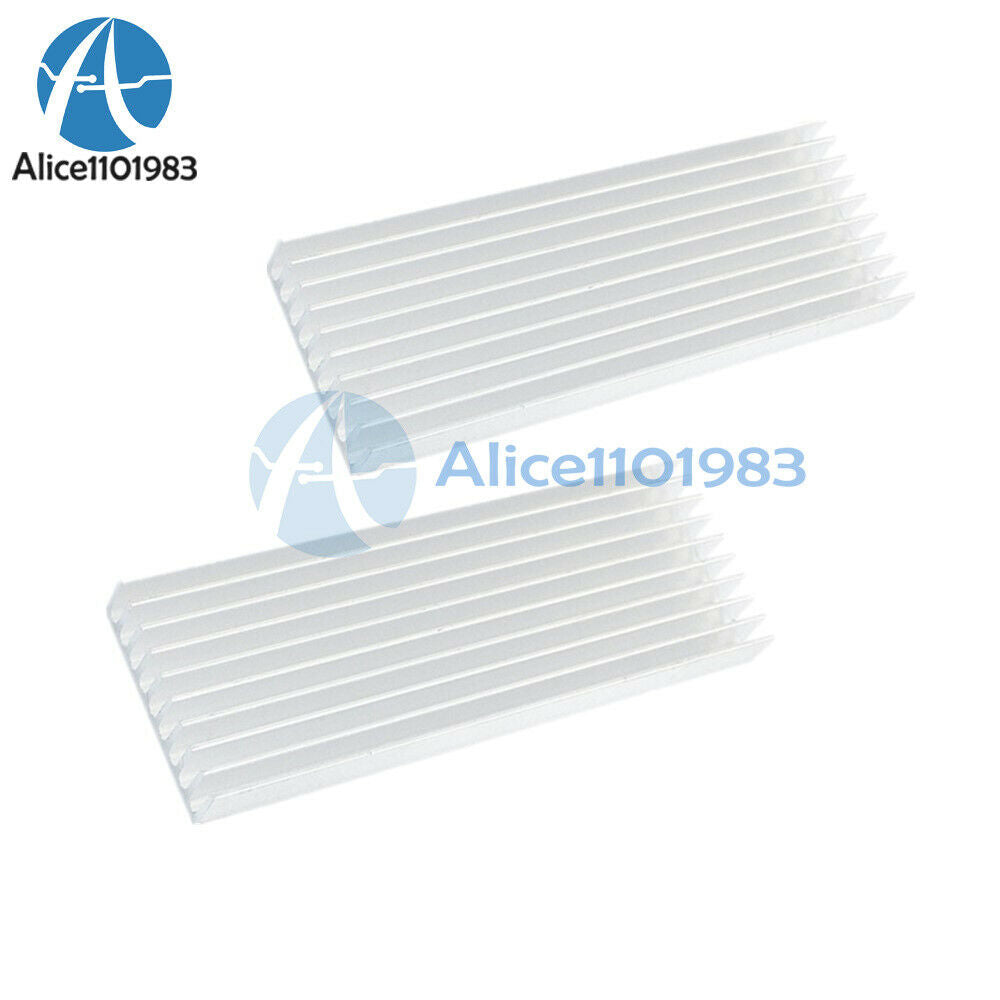 2PCS Durable 100*35*10mm Aluminum heatsink Heat Sink for IC LED Power Transistor