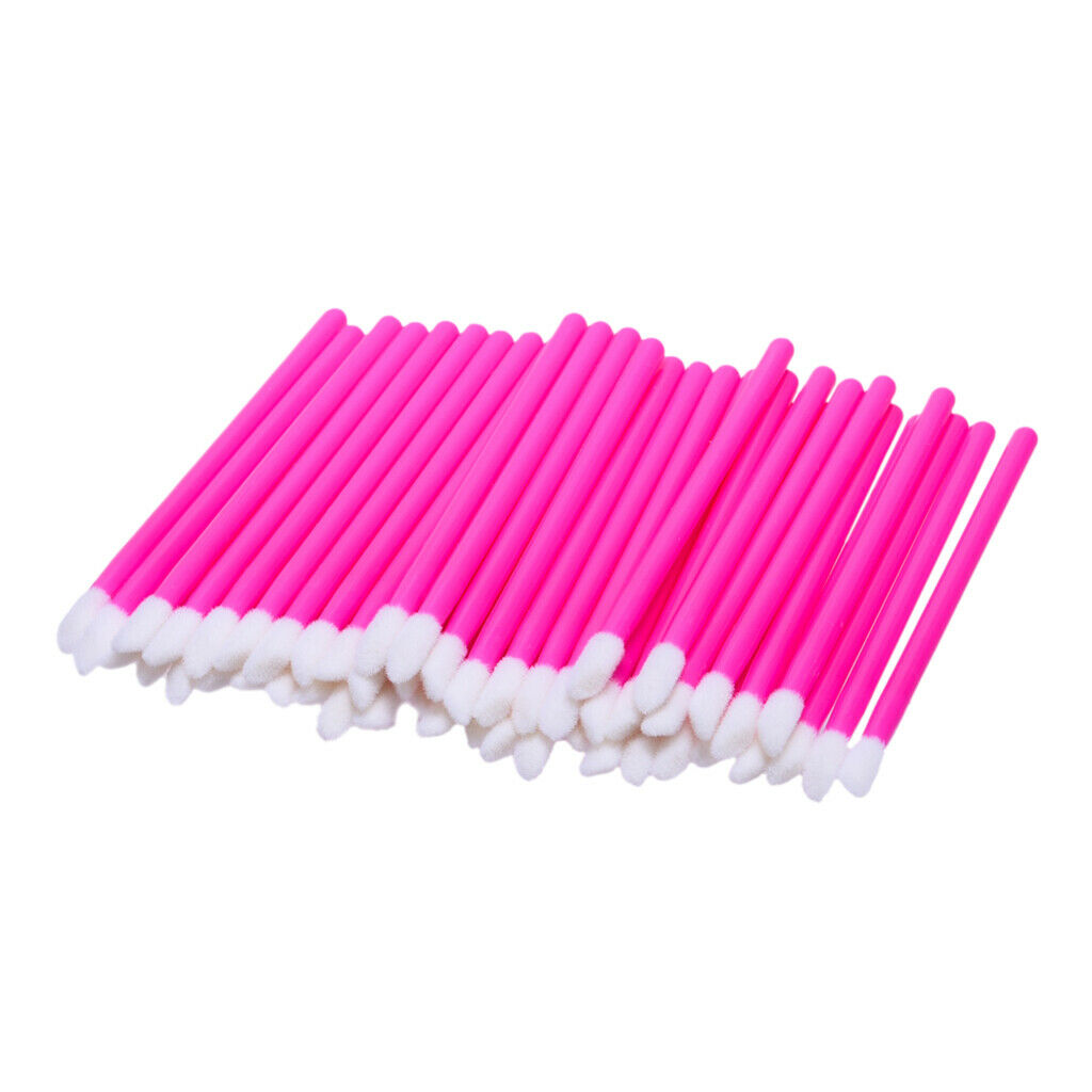 100Pieces Disposable Lip Gloss Brush Lipstick Wands Makeup Applicator Pink