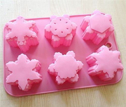 1 Sets 6 Cavity Silicone snow flake Soap Cake Mold Mould For DIY