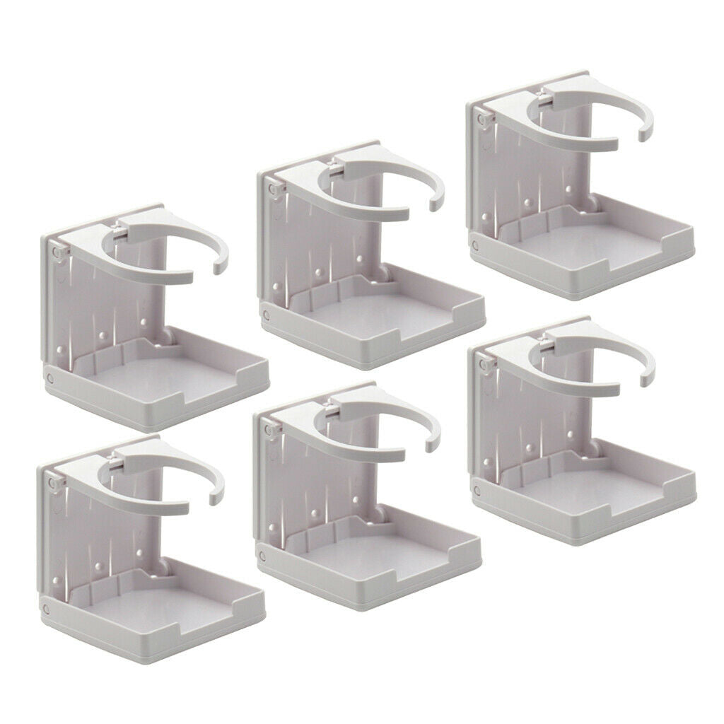 6x Plastic Drink Holder Folding for Cars Boats RV Yacht Accessories White