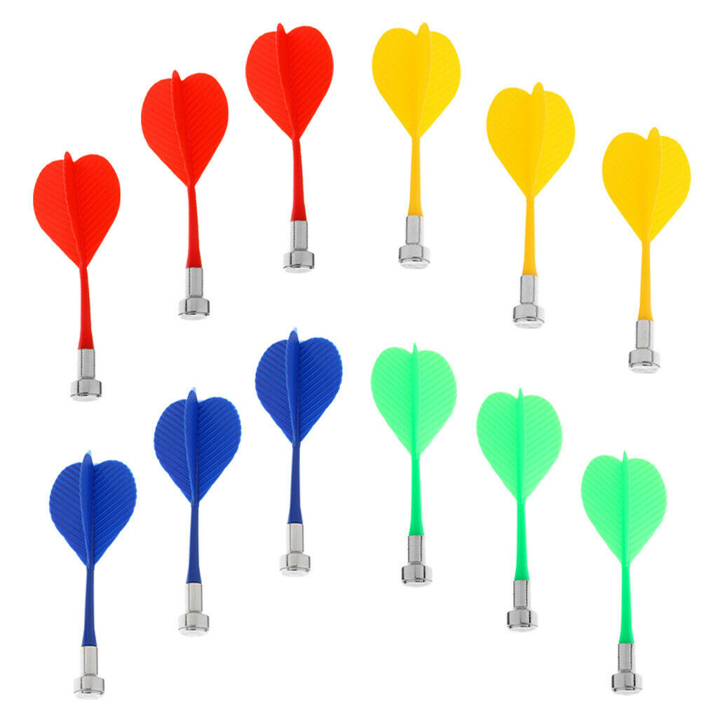 Set of 12 Mix Colors Magnetic Darts Safety Replacement Plastic Darts Set