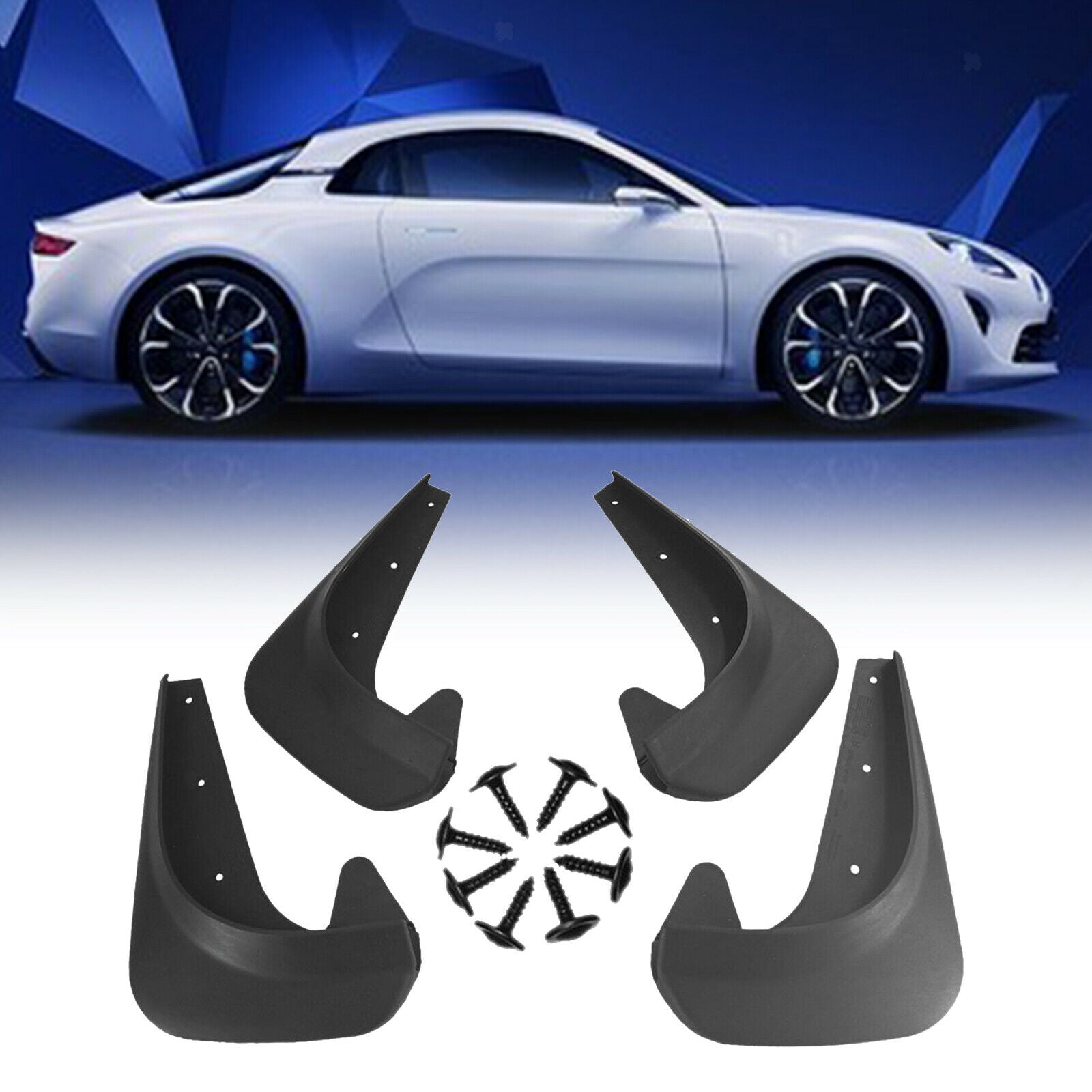 Car Mud Flaps Splash Guards Soft Plastic Front and Rear 250x180mm Black