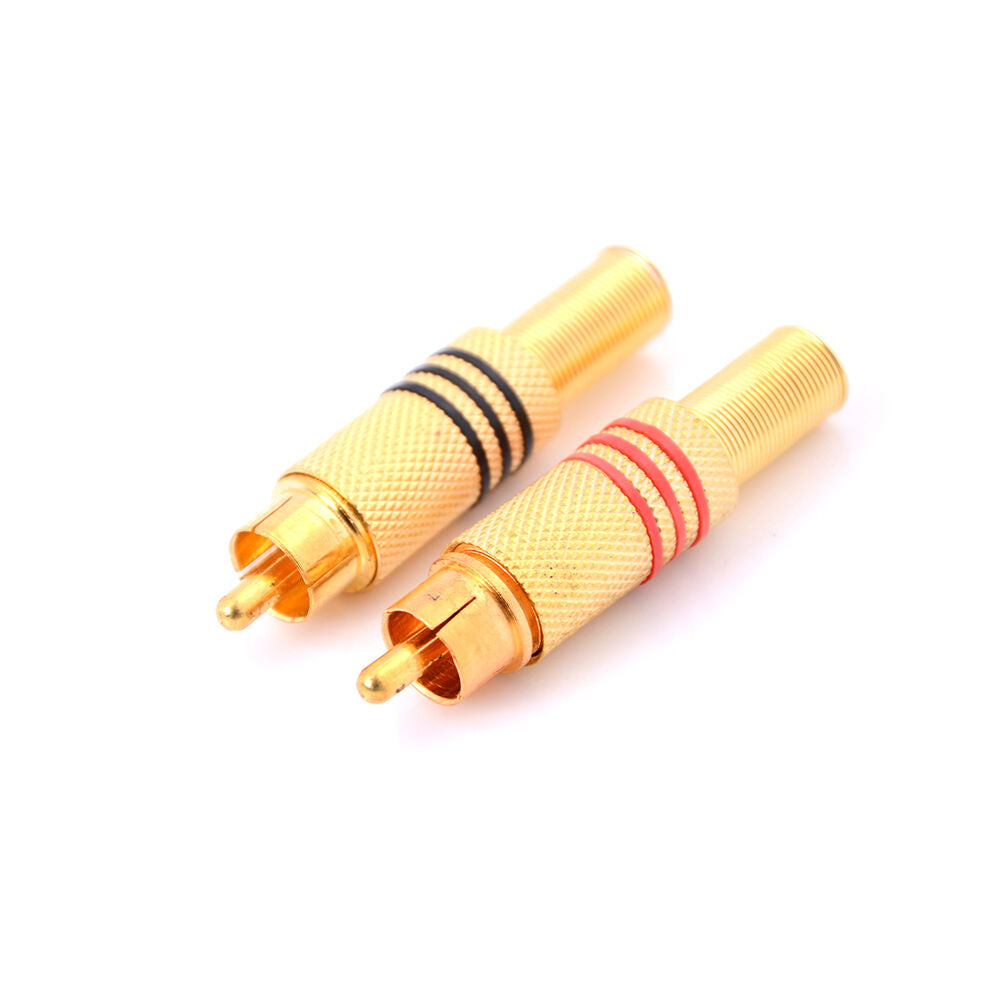 2xGold Plated RCA Phono Male Plug Solder Audio Videos Cable Adapters Conne.l8