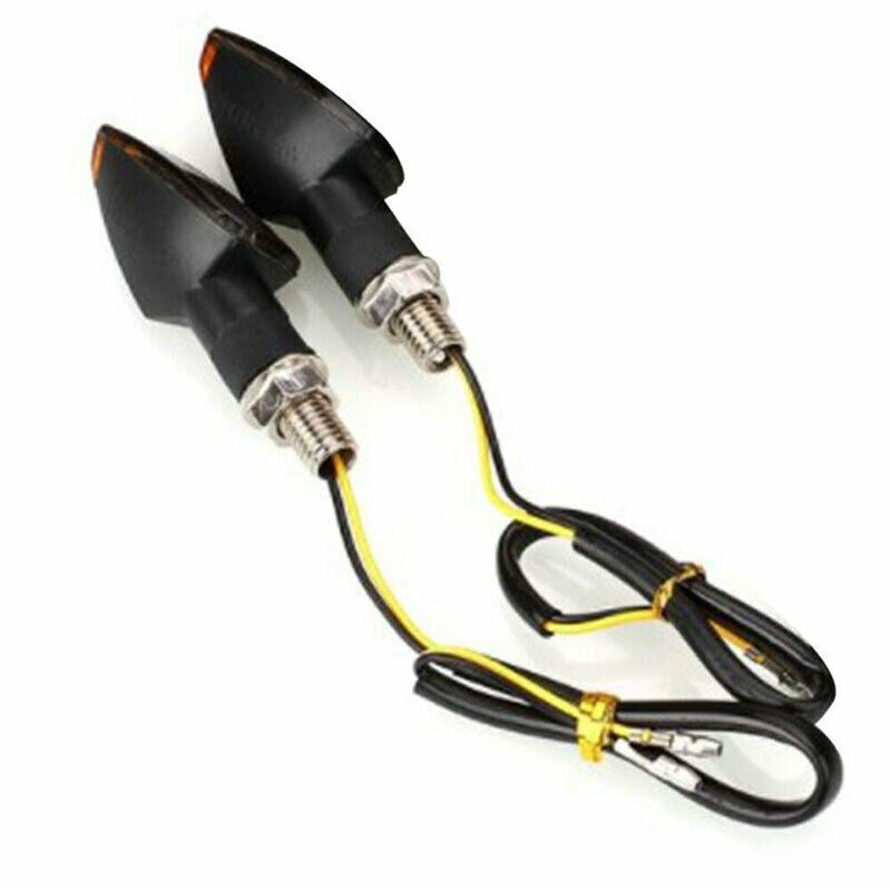 2pcs Spear Black Bulb Indicators Front & Rear Motorbike Motorcycle (Amber Le LQ