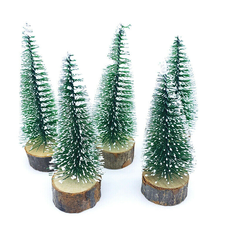 1PC Mini Small Wooden Snow Pine Needle Tree Christmas tree Desktop Table Ornamen