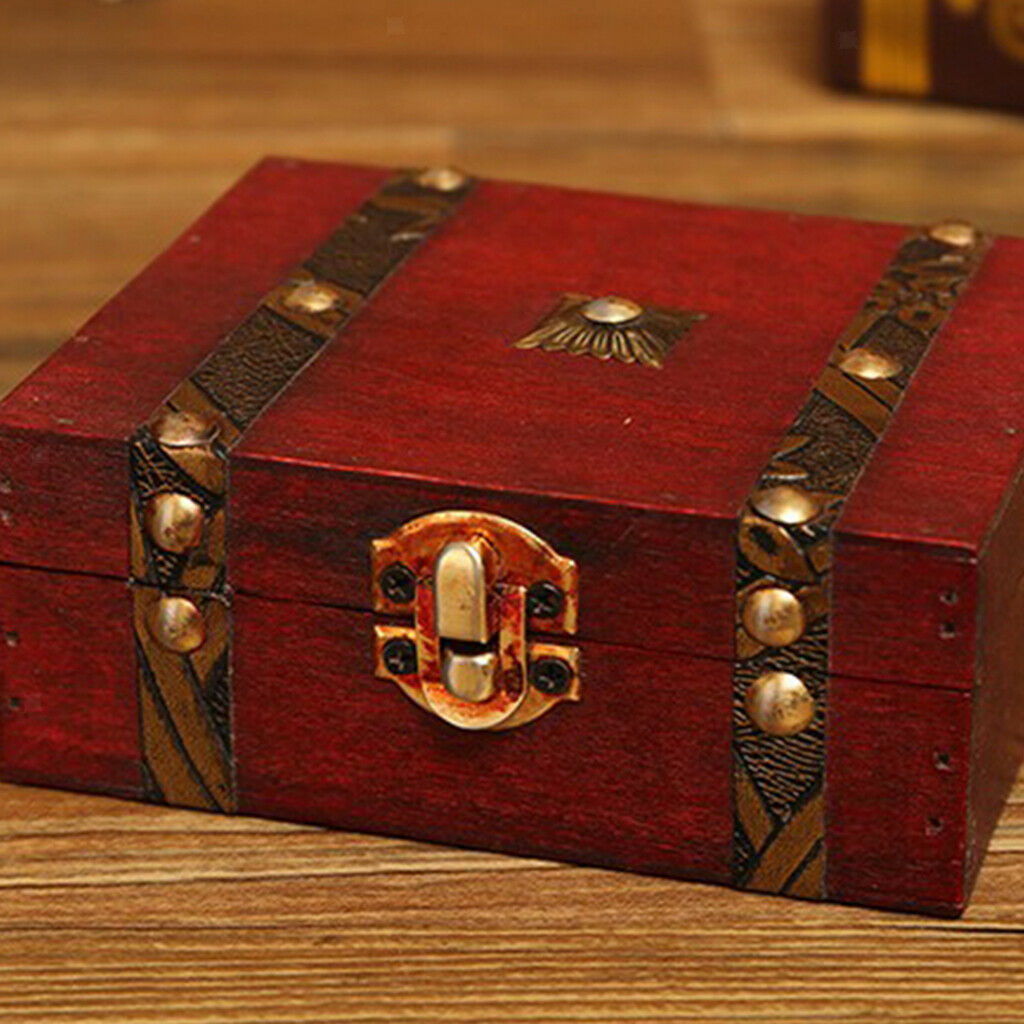 Wood Jewelry Box w/ Lock Bracelet Storage Box Organizer Holder Display Case