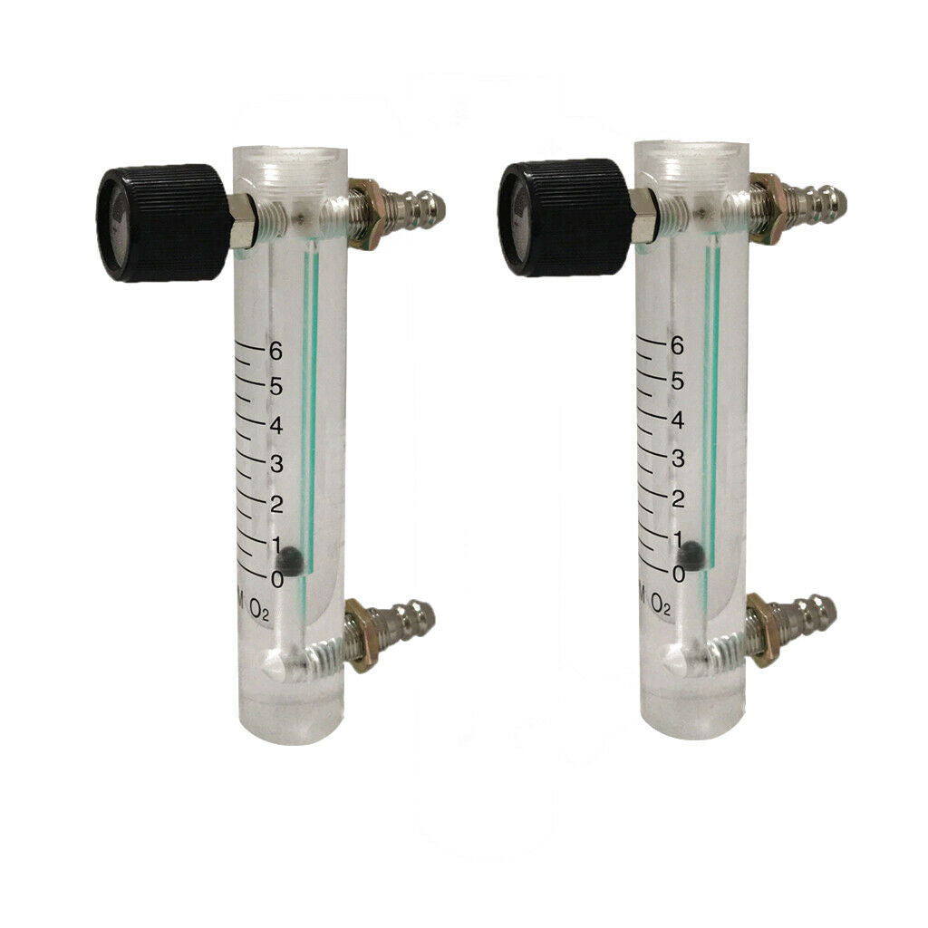 2 Pieces Household 0-6LPM Oxygen Flow Meter Measuring Tools w/ Valve Home