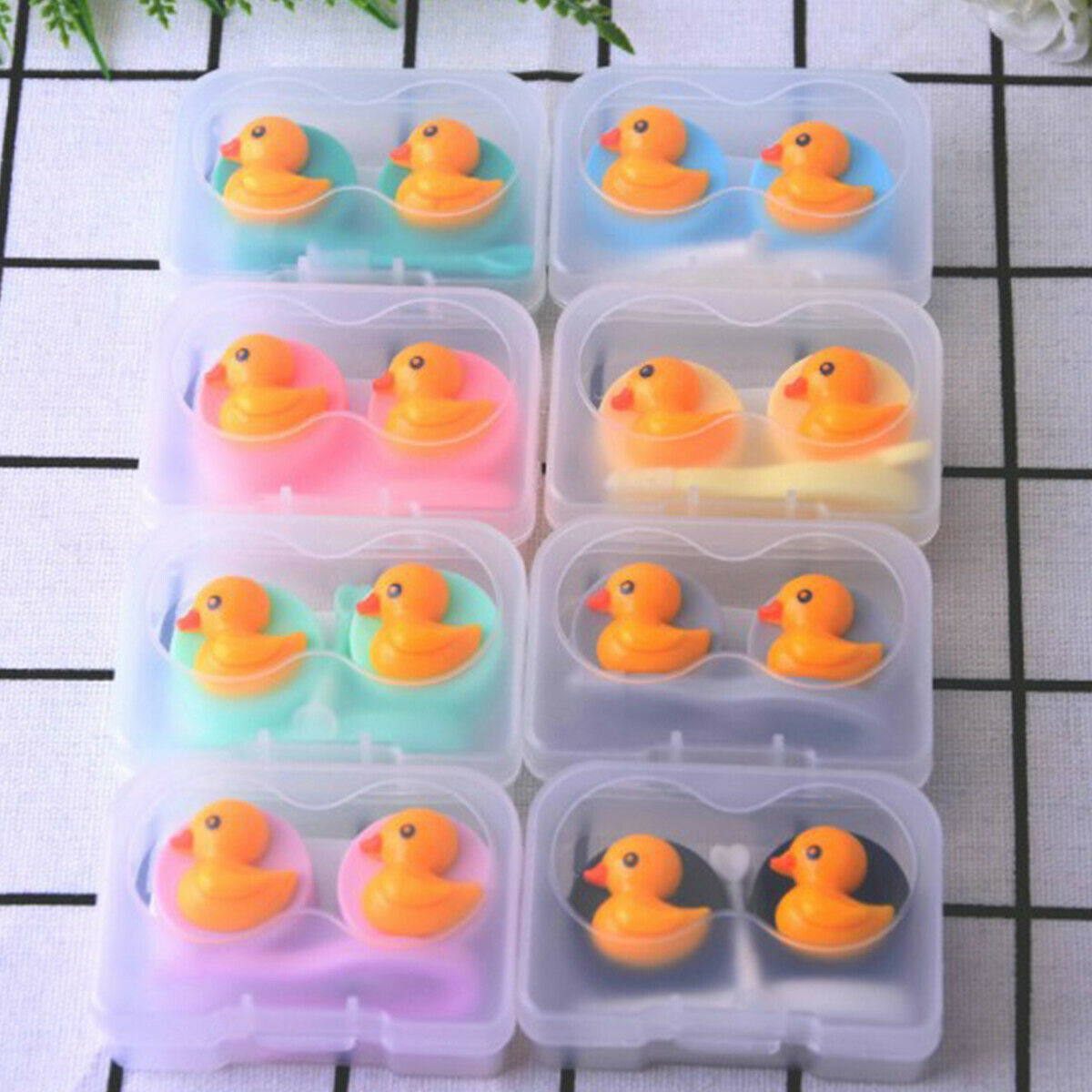 1Box Travel Portable Cute Duck Contact Lens Storage Box Case Holder Organizer