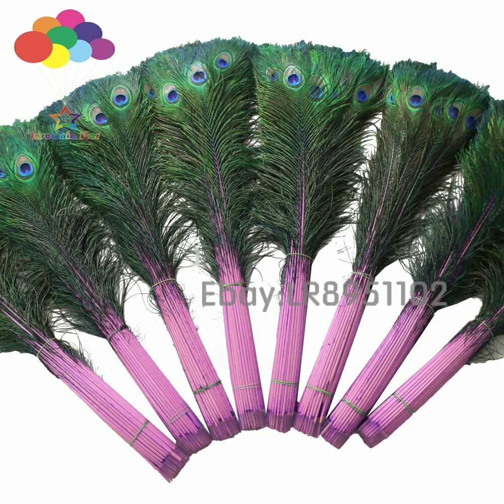 Wholesale 100 Pcs/Lot 70-80 CM/28-32 Inch High-Quality pink Peacock Feathers DIY